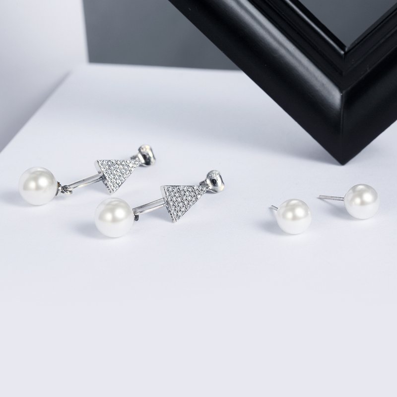 (obrázek pro) Stříbrné Visací Náušnice Glamour Light Cone SCE136, Kubická zirkonie, Pandora st - Zobrazit 5