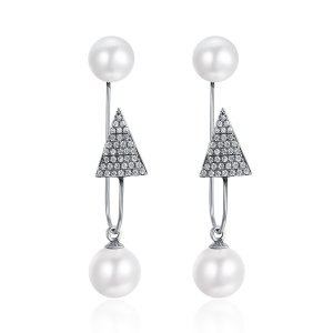 (obrázek pro) Stříbrné Visací Náušnice Glamour Light Cone SCE136, Kubická zirkonie, Pandora styl