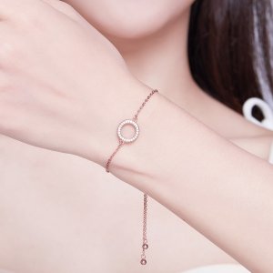 Rose Gold Řetízkový náramek Osud SCB030-C, Kubická zirkonie, Pandora styl