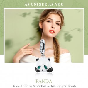 Stříbrné Visací Přívěsek Panda SCC1096, Kubická zirkonie, Pandora styl