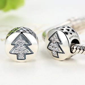 Stříbrné Přívěsek Vánoční Strom SCC064, Kubická zirkonie, Pandora styl