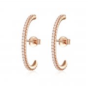 Rose Gold Kruhové Náušnice Elegantní Radiány SCE548, Kubická zirkonie, Pandora styl