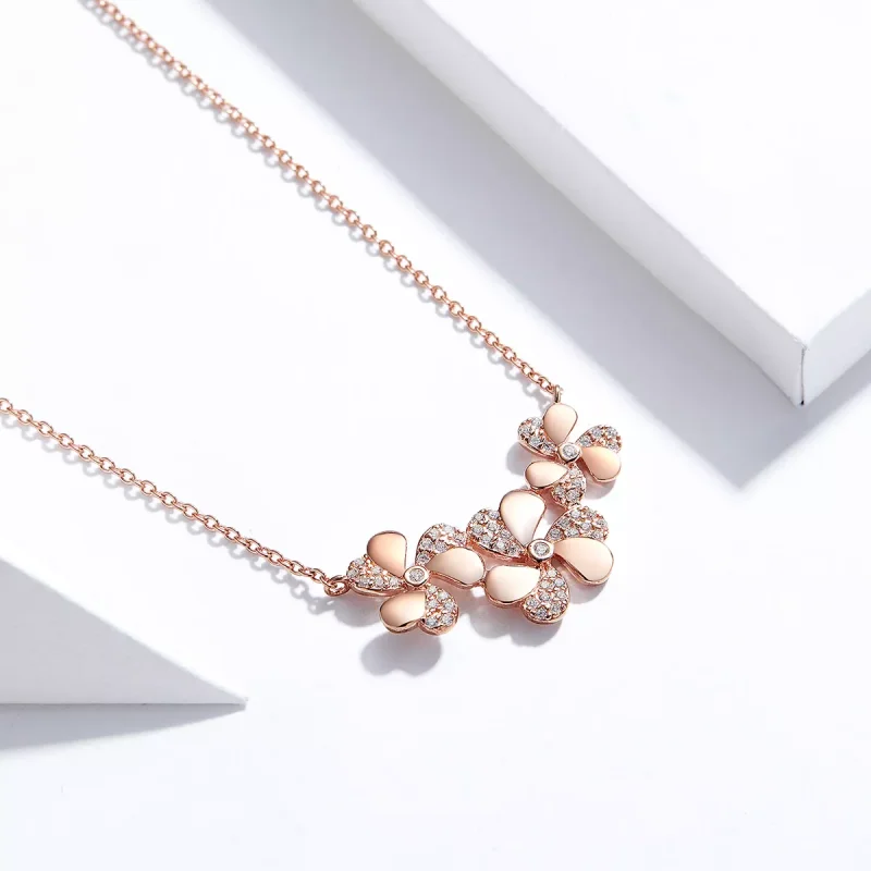 (obrázek pro) Rose Gold Náhrdelník Jetel SCN375, Kubická zirkonie, jako Pandora - Zobrazit 2