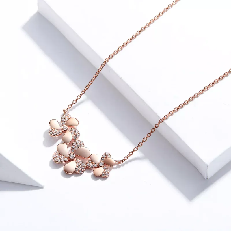 (obrázek pro) Rose Gold Náhrdelník Jetel SCN375, Kubická zirkonie, jako Pandora - Zobrazit 3