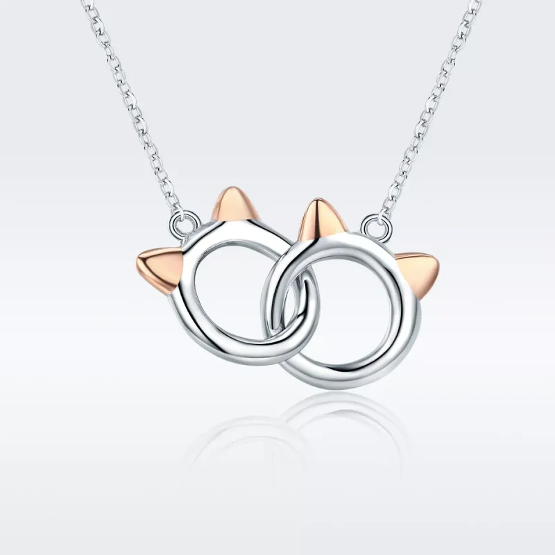 (obrázek pro) Rose Gold Náhrdelník Kočka Domácí SCN252 Pandora styl - Zobrazit 3