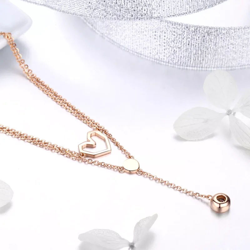 (obrázek pro) Rose Gold Náhrdelník Země Srdce SCN317, Kubická zirkonie, jako Pandora - Zobrazit 4