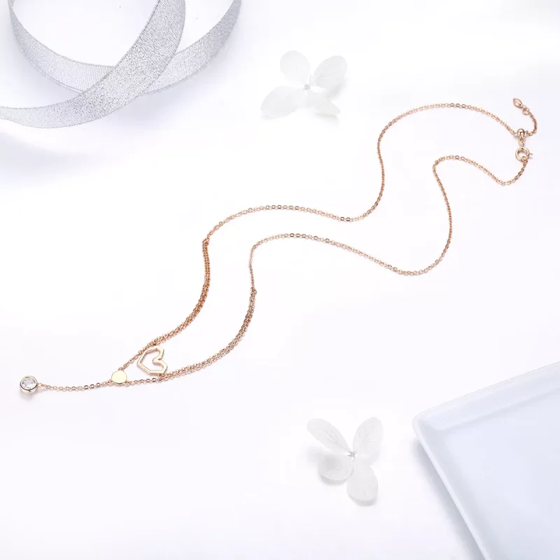 (obrázek pro) Rose Gold Náhrdelník Země Srdce SCN317, Kubická zirkonie, jako Pandora - Zobrazit 5
