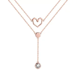 (obrázek pro) Rose Gold Náhrdelník Země Srdce SCN317, Kubická zirkonie, jako Pandora