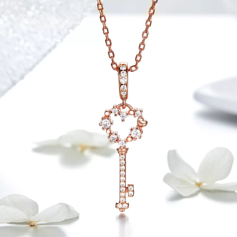 (obrázek pro) Rose Gold Přívěsky na Náhrdelníky Luchy Shinning Klíč SCC1122, Kubická zirkonie, - Zobrazit 3