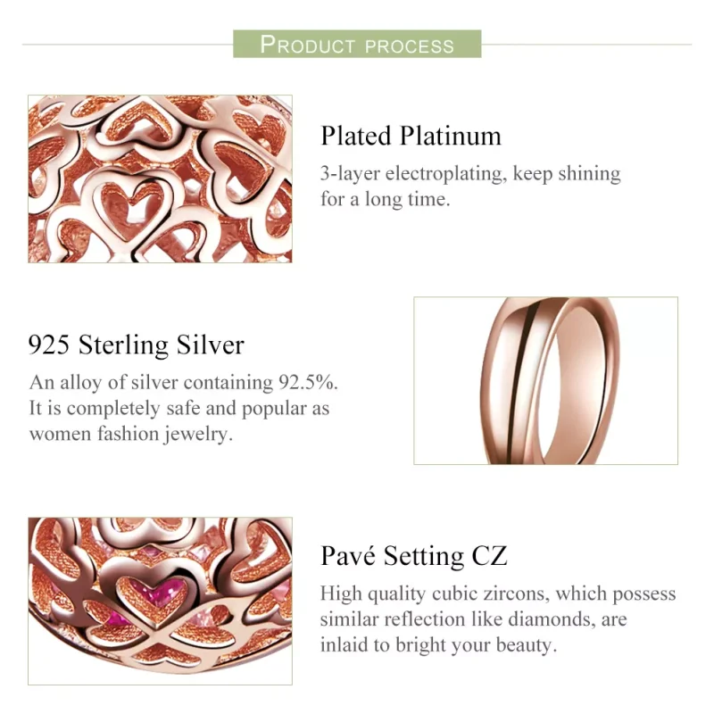 (obrázek pro) Rose Gold Přívěsky na Náhrdelníky Pohyb Jetel SCC1127, Kubická zirkonie, jako Pa - Zobrazit 6