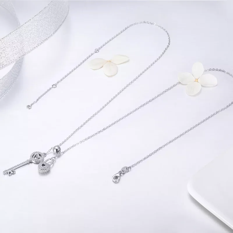 (obrázek pro) Stříbrné Náhrdelník Key To Heart Lock SCN290, Kubická zirkonie, jako Pandora - Zobrazit 5