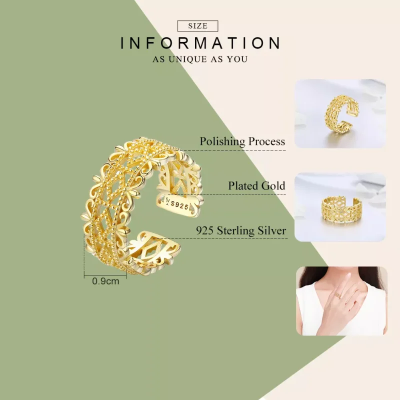 (obrázek pro) 14k Pozlacené prsten Krajkové Pokušení SCR461 Pandora styl - Zobrazit 3