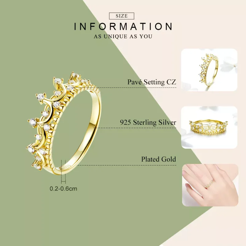 (obrázek pro) 14k Pozlacené prsten Queen'S Laurel SCR493, Kubická zirkonie, jako Pandora - Zobrazit 3