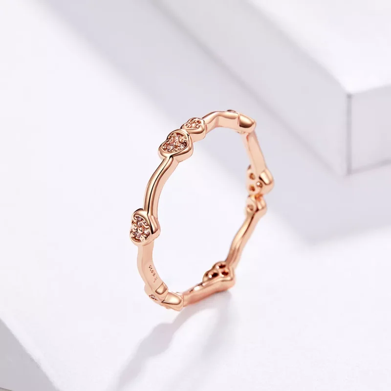 (obrázek pro) Rose Gold prsten Milujte Své Srdce SCR519, Kubická zirkonie, jako Pandora - Zobrazit 4