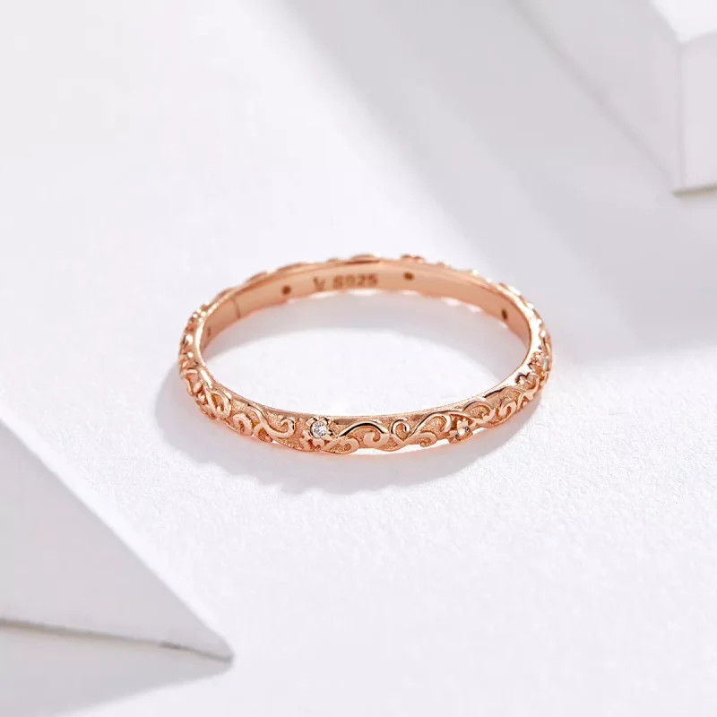 (obrázek pro) Rose Gold prsten Retro Vzory SCR514, Kubická zirkonie, jako Pandora - Zobrazit 3
