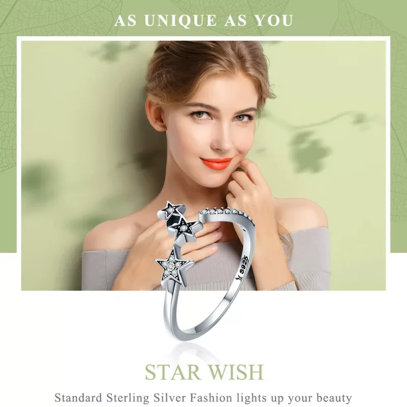(obrázek pro) Stříbrné prsten Hvězdné Přání SCR312, Kubická zirkonie, jako Pandora - Zobrazit 2