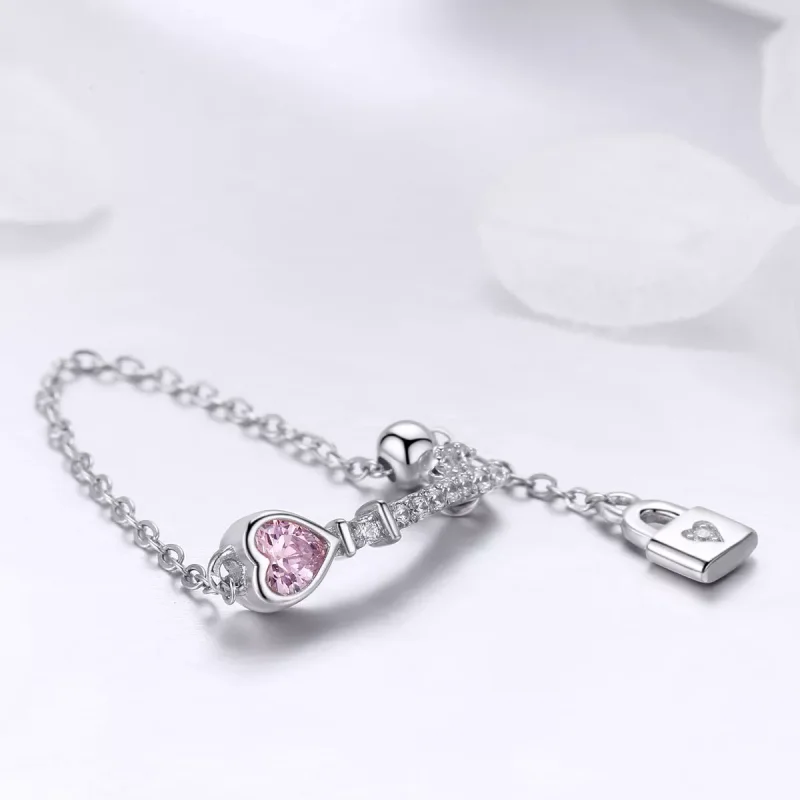(obrázek pro) Stříbrné prsten Key To Heart Lock SCR425, Kubická zirkonie, jako Pandora - Zobrazit 3