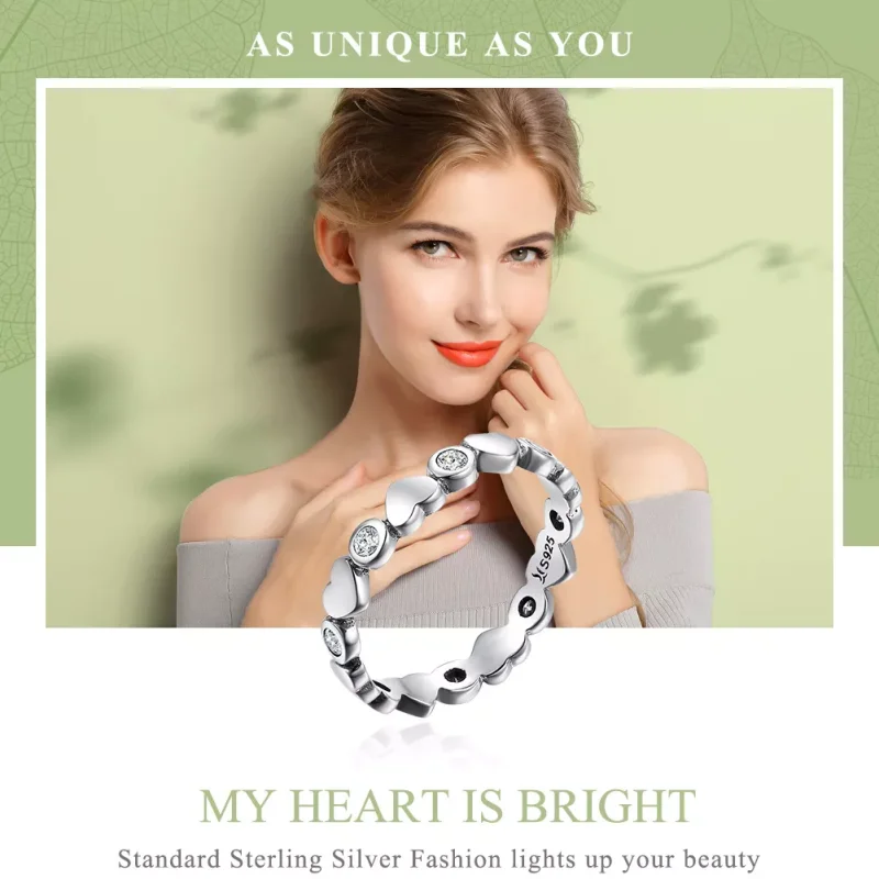 (obrázek pro) Stříbrné prsten Moje Srdce Je Jasné SCR164, Kubická zirkonie, jako Pandora - Zobrazit 2
