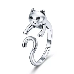 (obrázek pro) Stříbrné prsten Naughty Cat SCR409 Pandora styl