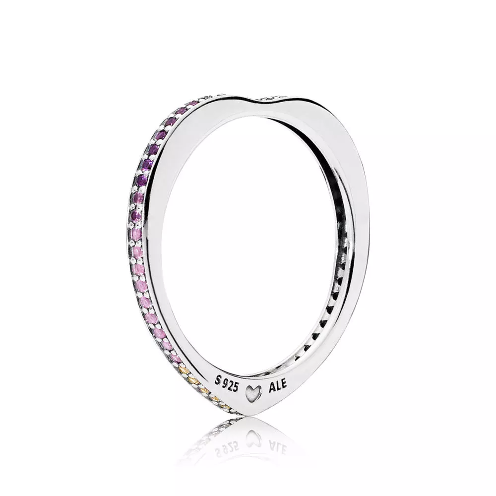 PANDORA prsten Třpytivé barevné oblouky lásky - 197095NRPMX