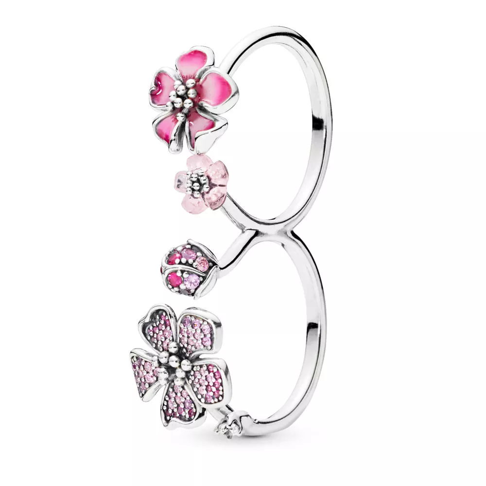 prsten pandora broskvový květ 198091nccmx