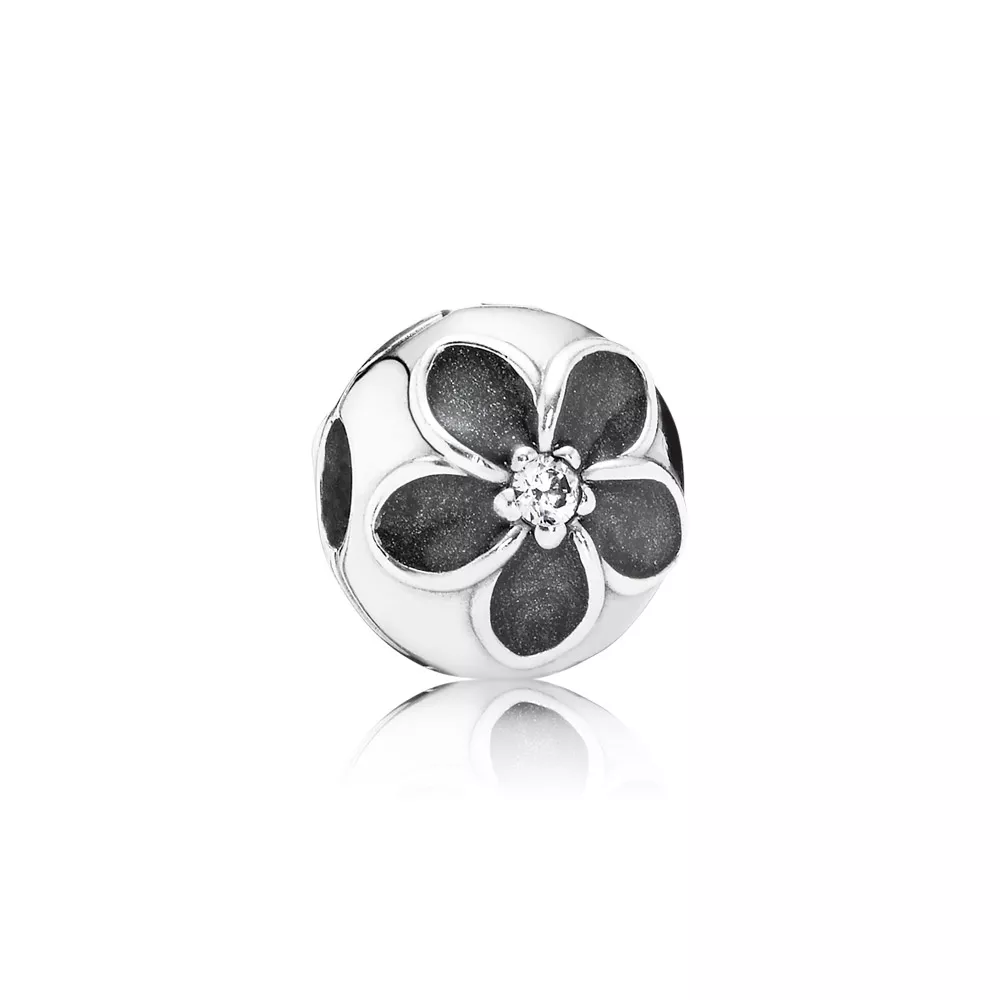 Klip mystický květinový, sterlingové stříbro, kubická zirkonie, černá glazura - 791408CZ - Přívěsky | PANDORA