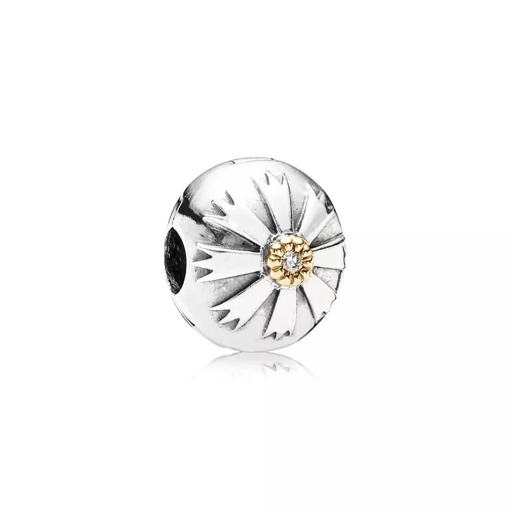 Klip s motivem slunce, sterlingové stříbro, 14kt zlato, kubická zirkonie - 790988CZ - Přívěsky | PANDORA