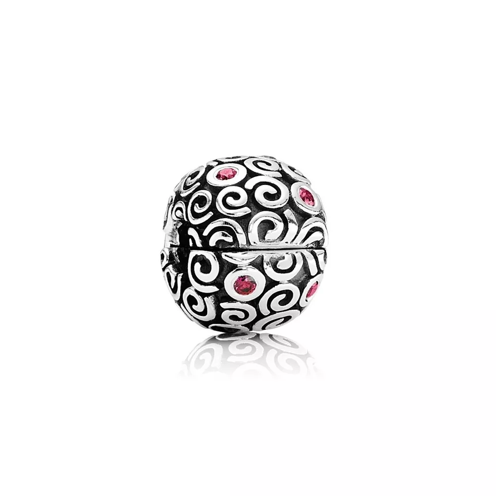 Klip s červenými ornamenty, sterlingové stříbro, červená kubická zirkonie - Teraz nové, nižšie ceny! - 790962CZR - Přívěsky | PANDORA