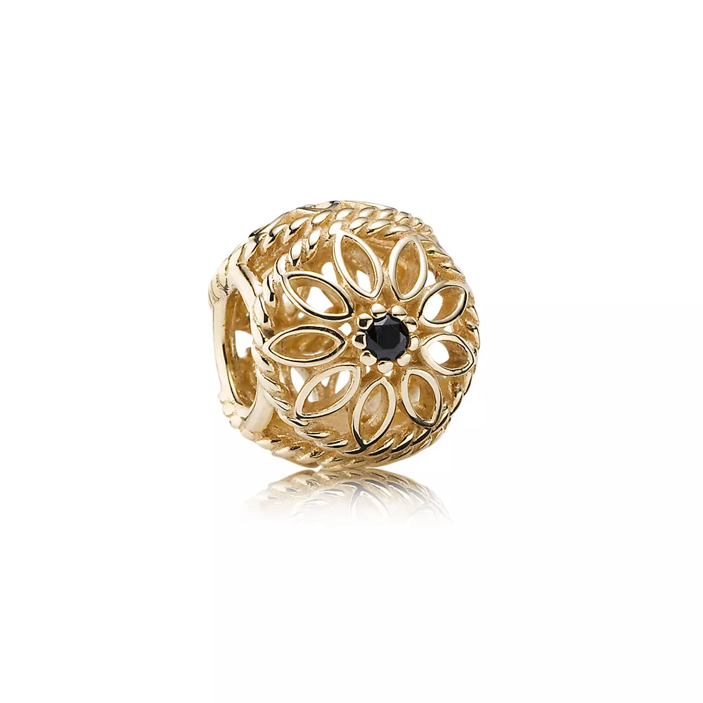 Přívěsek filigránový květ třapatky, 14kt zlato, černý spinel - 750821SPB - Přívěsky | PANDORA