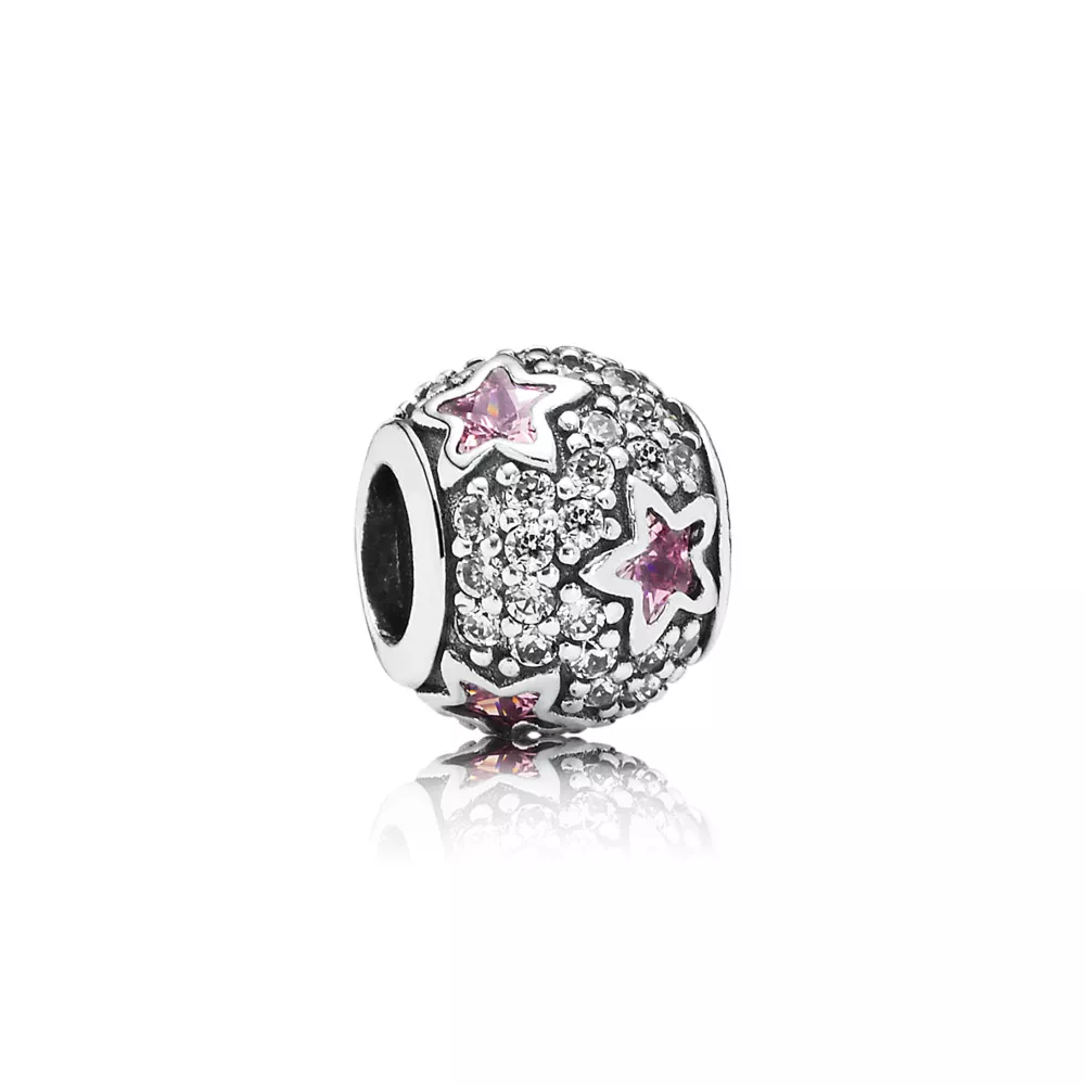 Přívěsek růžové hvězdy, sterlingové stříbro, čirá a růžová kubická zirkonie - 791382PCZ - Přívěsky | PANDORA