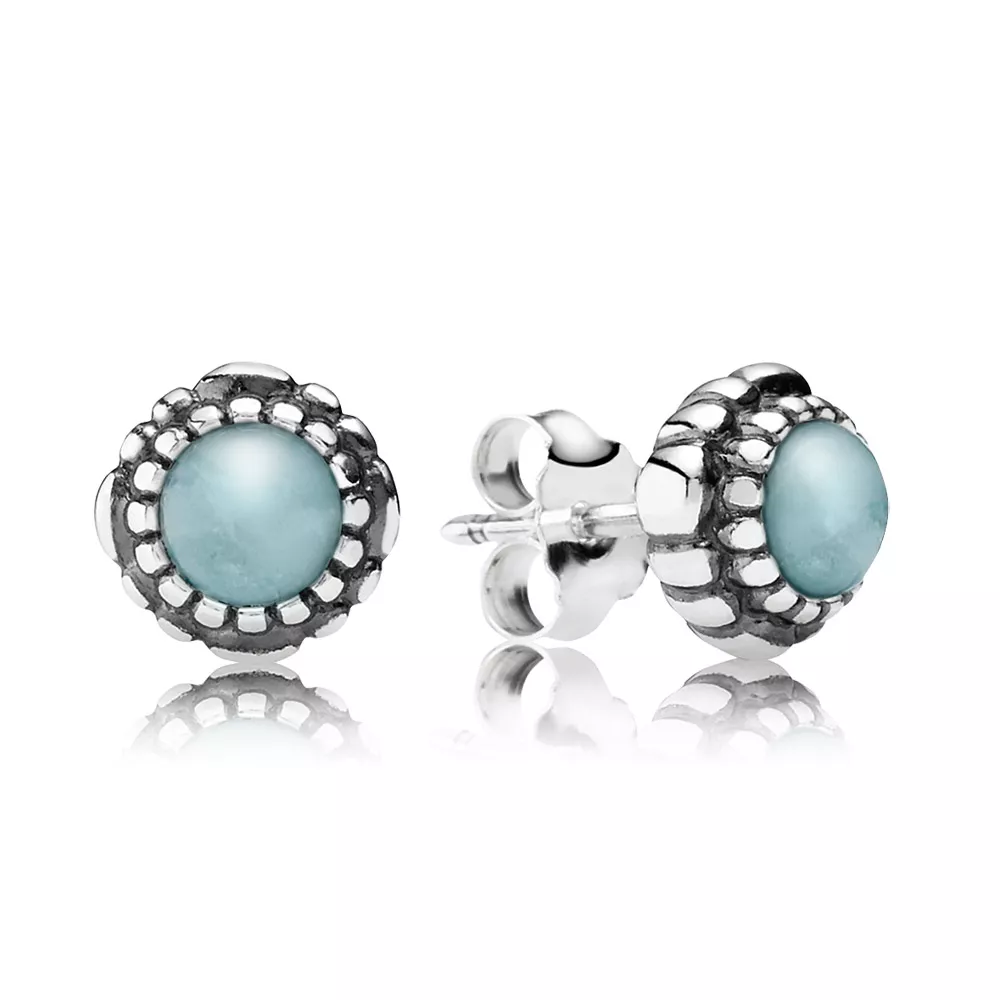 Naušnice, sterlingové stříbro, březen - akvamarín - 290543AQ - Náušnice | PANDORA