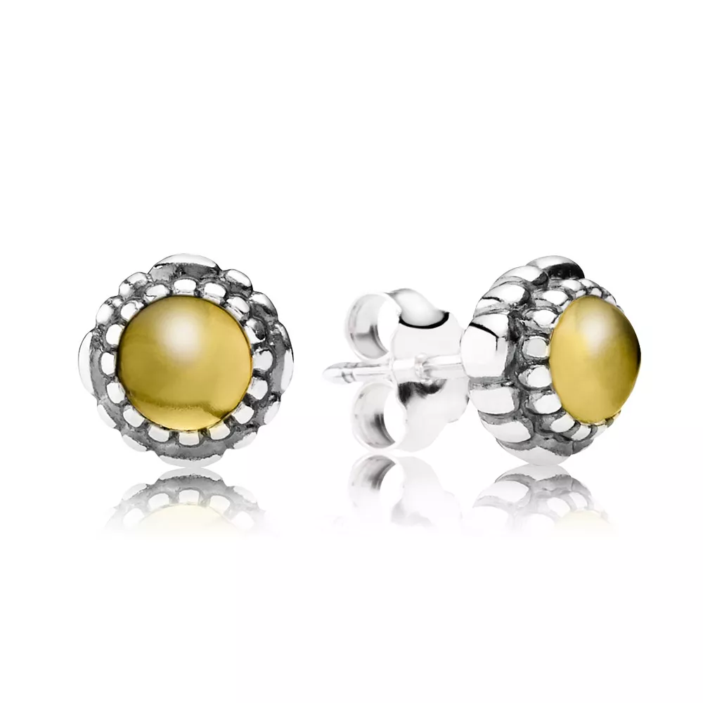 Naušnice, sterlingové stříbro, listopad - citrín - 290543CIG - Náušnice | PANDORA