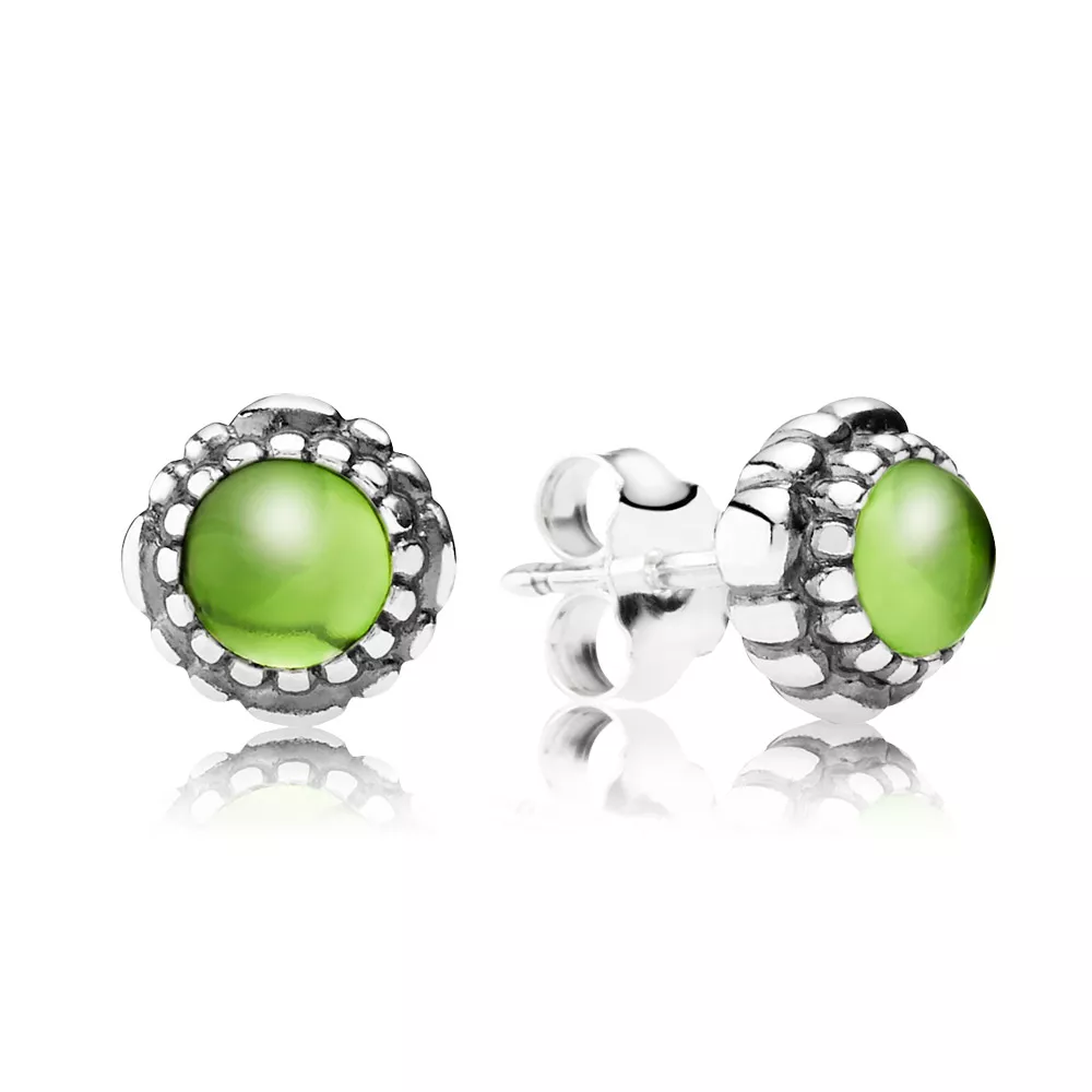 Naušnice, sterlingové stříbro, srpen - peridot - 290543PE - Náušnice | PANDORA