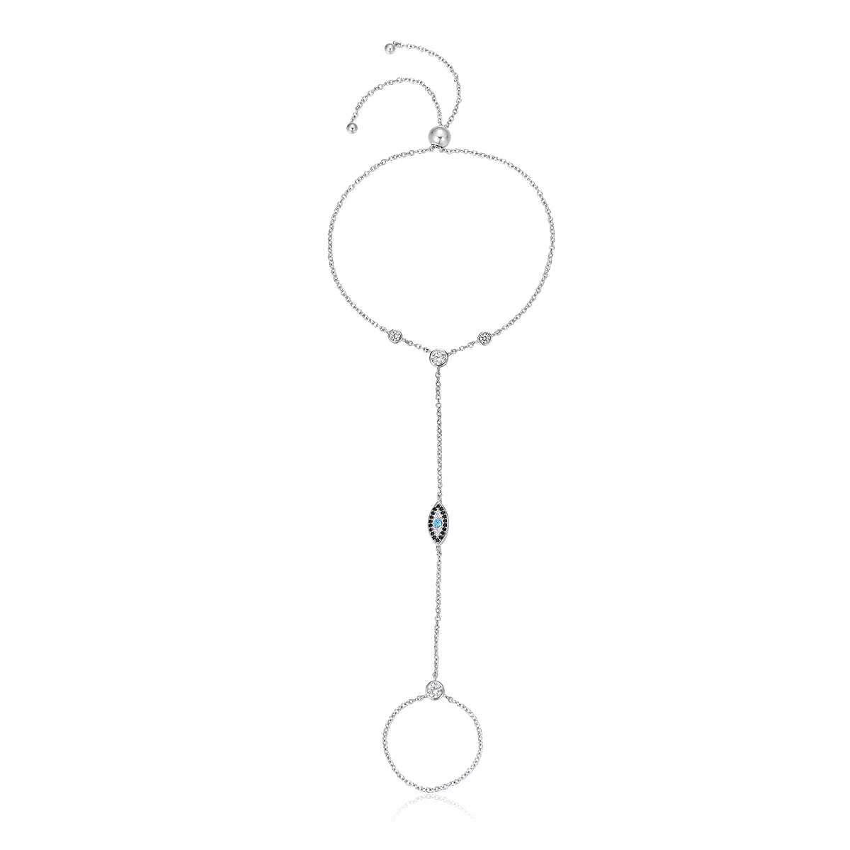 stříbrné hadovitý řetízkový náramek modré magické oči scb023 kubická zirkonie pandora styl