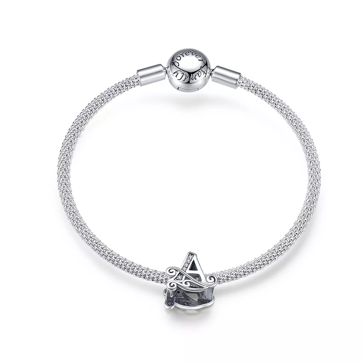 stříbrné pevný náramek písmeno a scb829