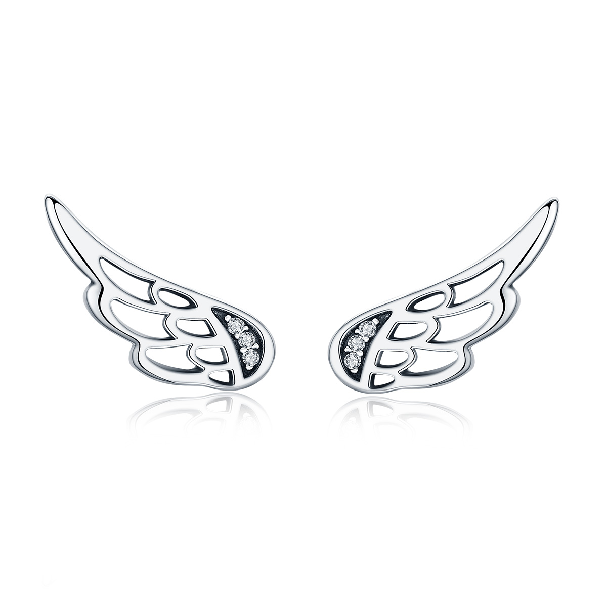 stříbrné peckové náušnice elfí křídla sce343 kubická zirkonie jako pandora