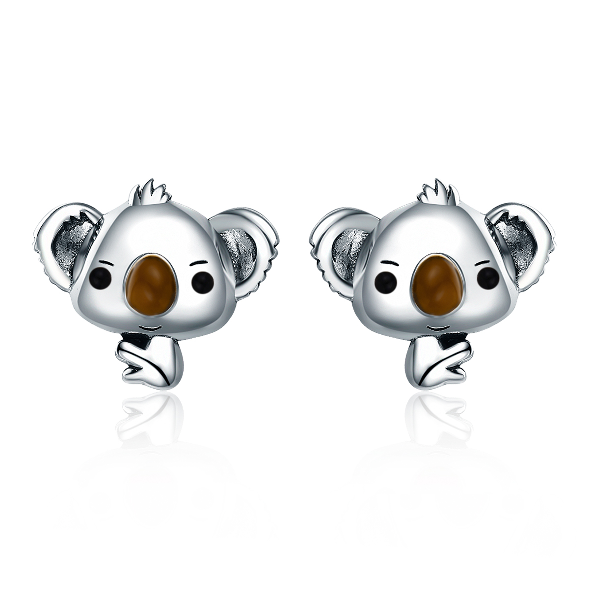 stříbrné peckové náušnice roztomilý koala sce381 pandora styl