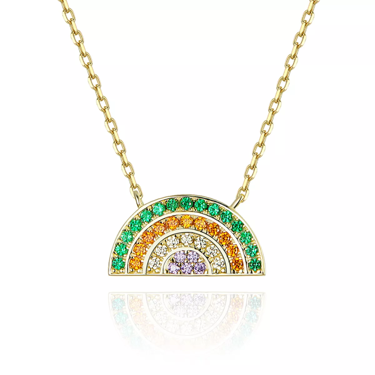 14k pozlacené náhrdelník duha scn378 kubická zirkonie jako pandora