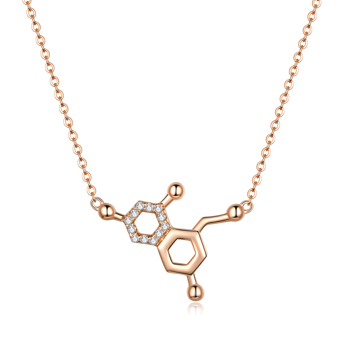 rose gold náhrdelník láska molekulární scn361 kubická zirkonie jako pandora