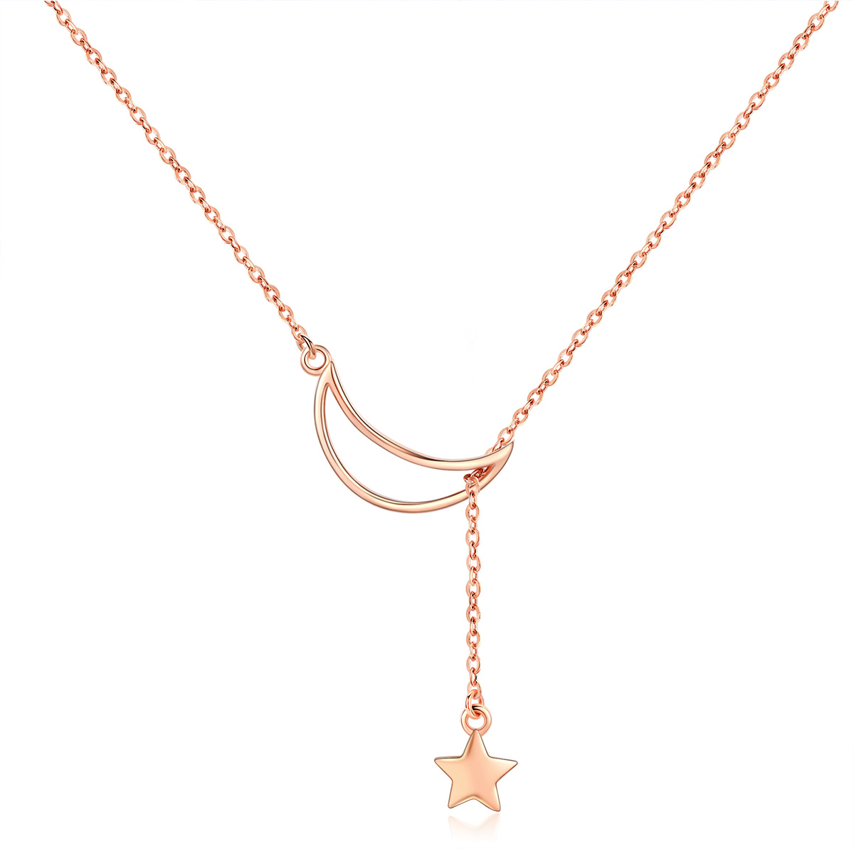 rose gold řetízkový náhrdelník hvězdný měsíc scn108 c pandora styl