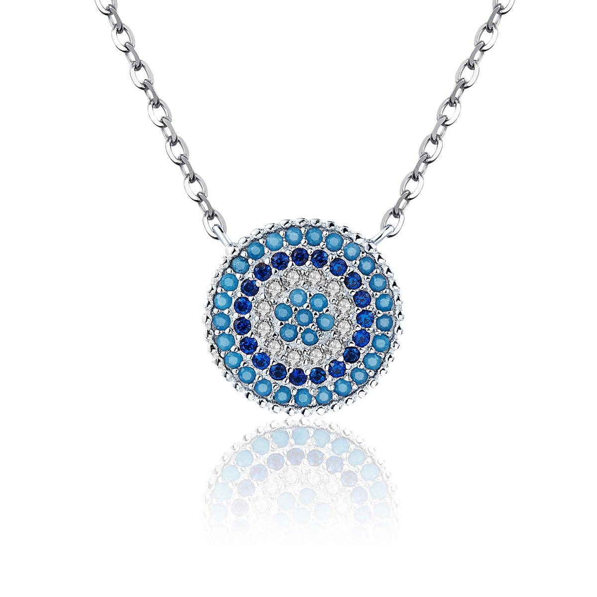 stříbrné náhrdelník modrý kruh scn099 kubická zirkonie jako pandora