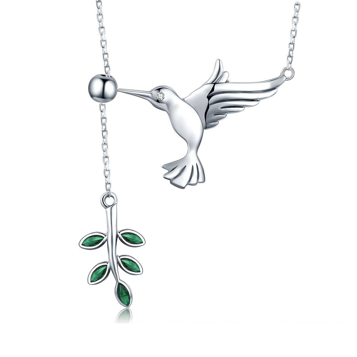 stříbrné náhrdelník pozdravy od kolibříků scn217 kubická zirkonie jako pandora