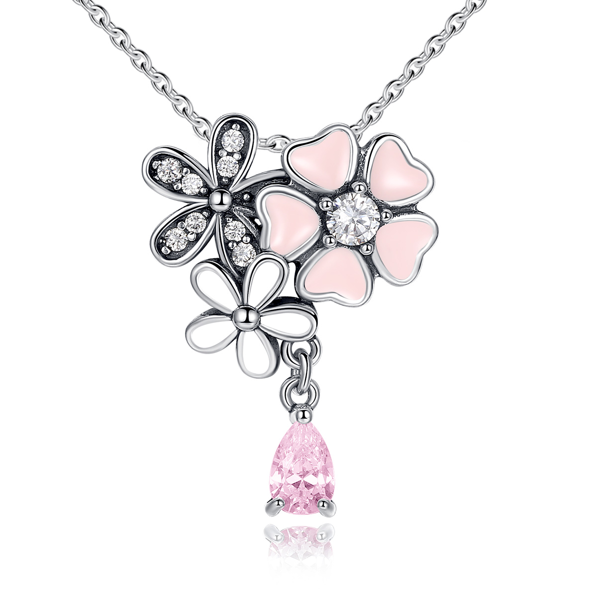 stříbrné náhrdelník třešňový květ scn046 kubická zirkonie jako pandora