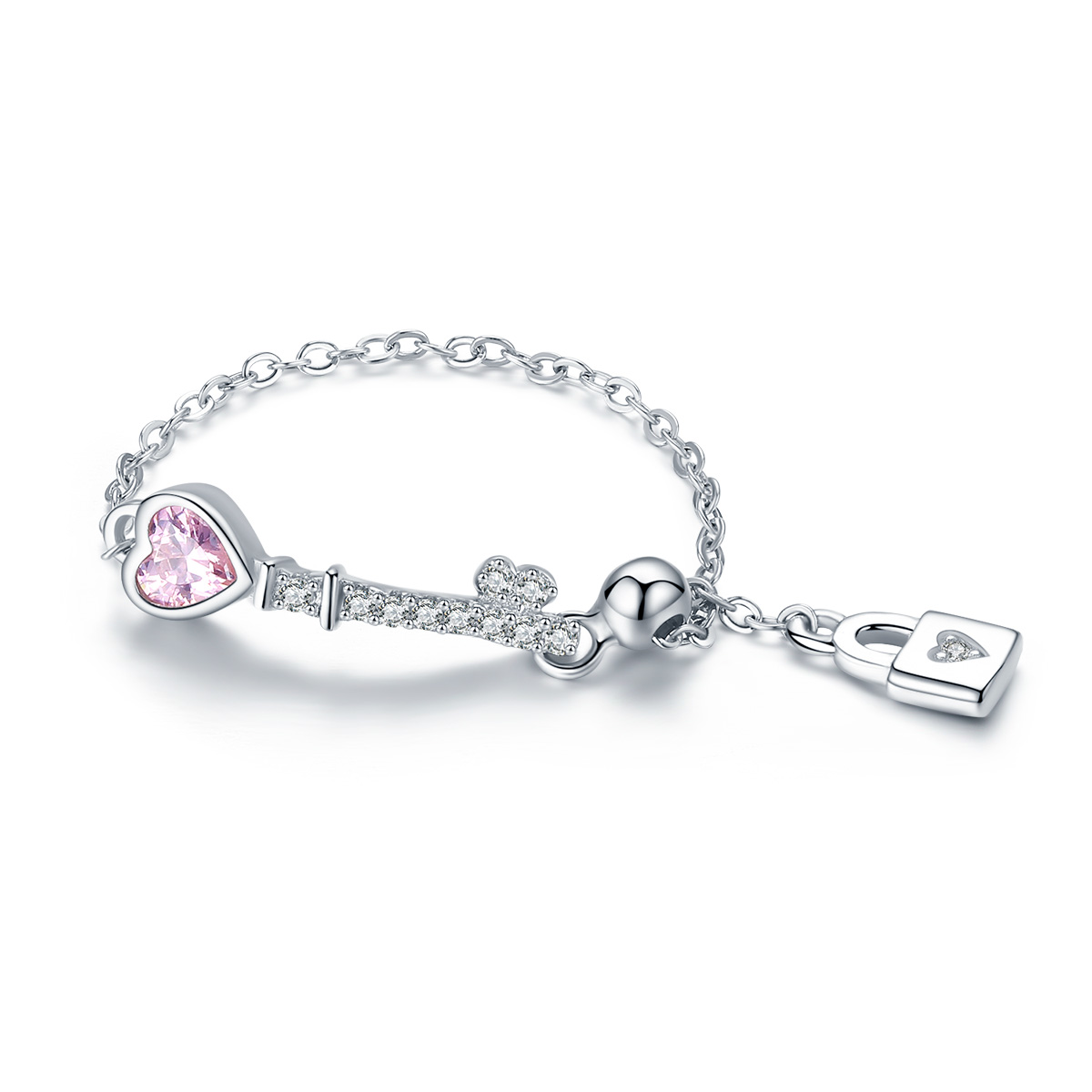 stříbrné prsten key to heart lock scr425 kubická zirkonie jako pandora