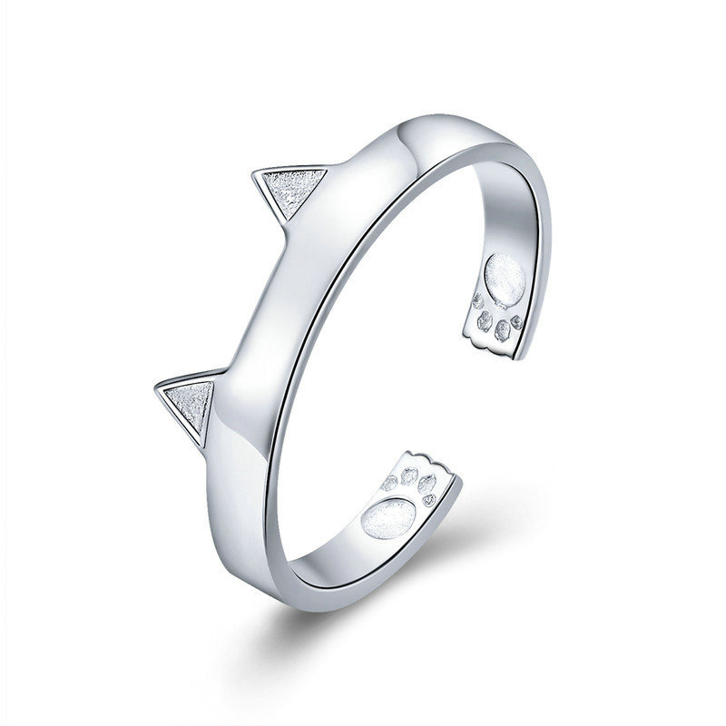 stříbrné prsten roztomilé kočičí uši scr387 pandora styl