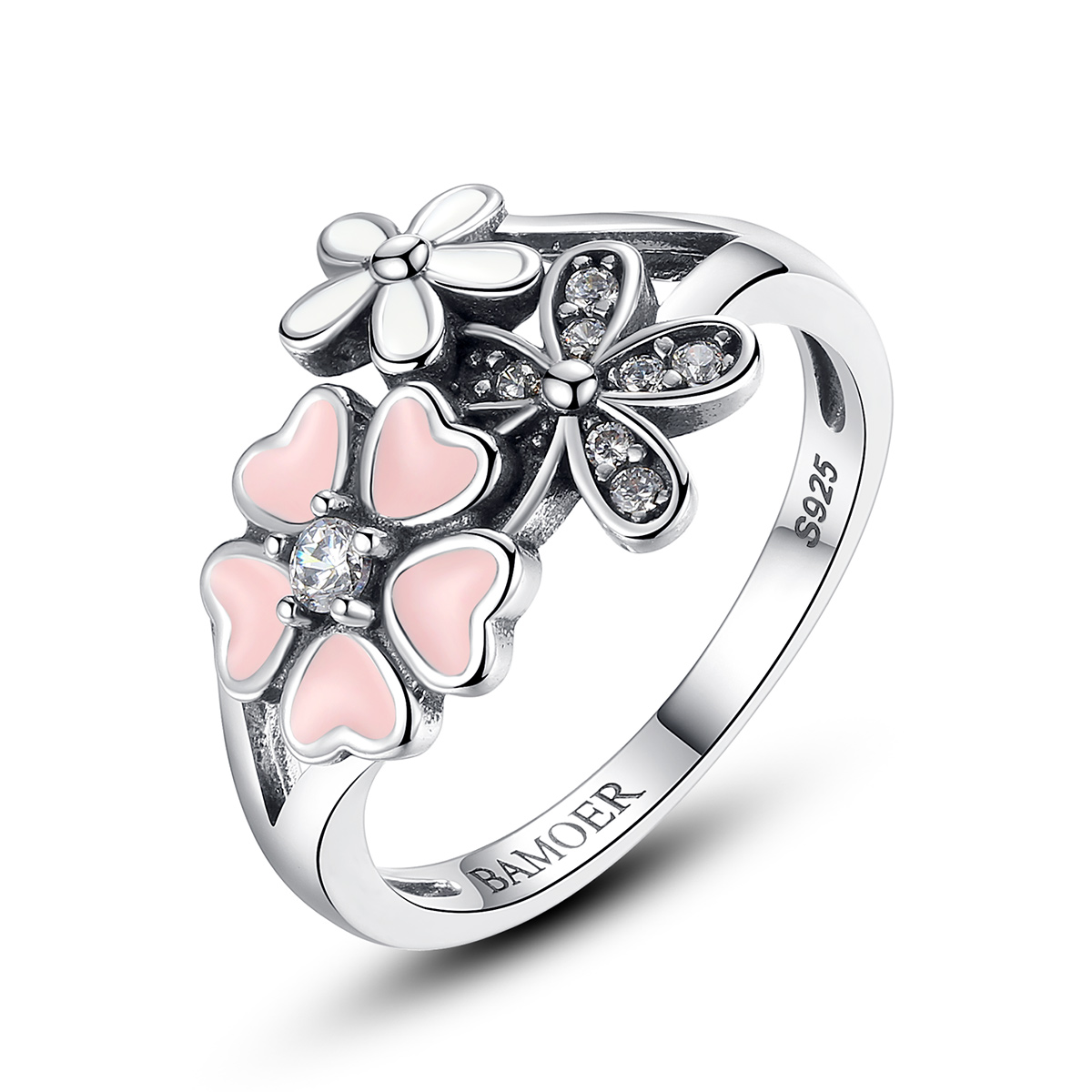 stříbrné prsten třešňový květ scr004 kubická zirkonie jako pandora