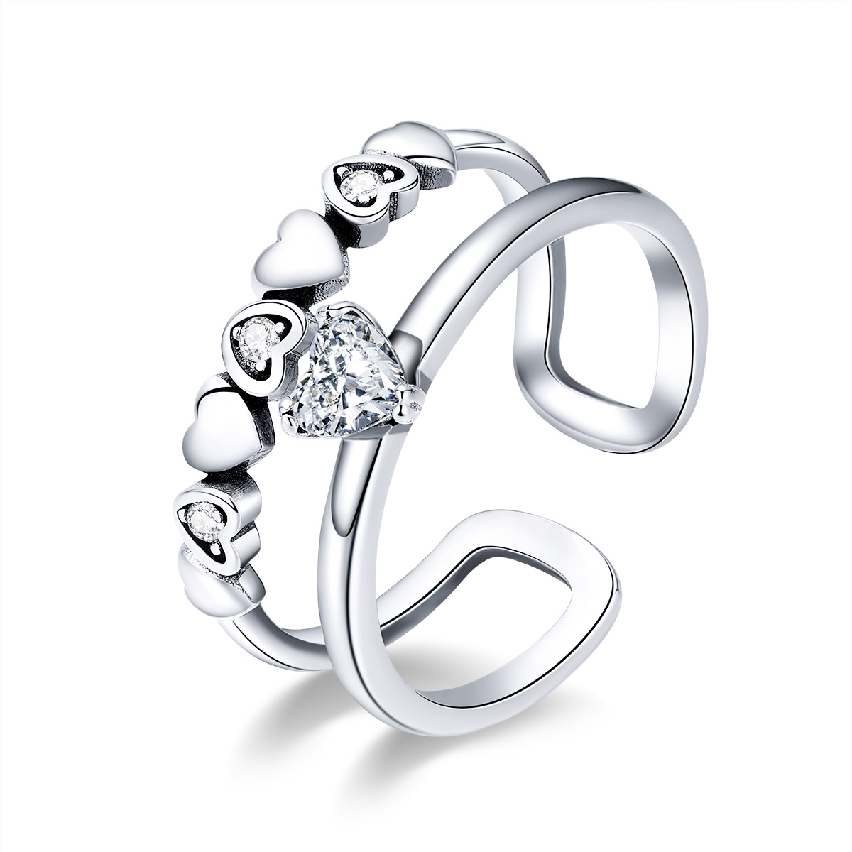 stříbrné prsten vynikající srdce scr429 kubická zirkonie jako pandora