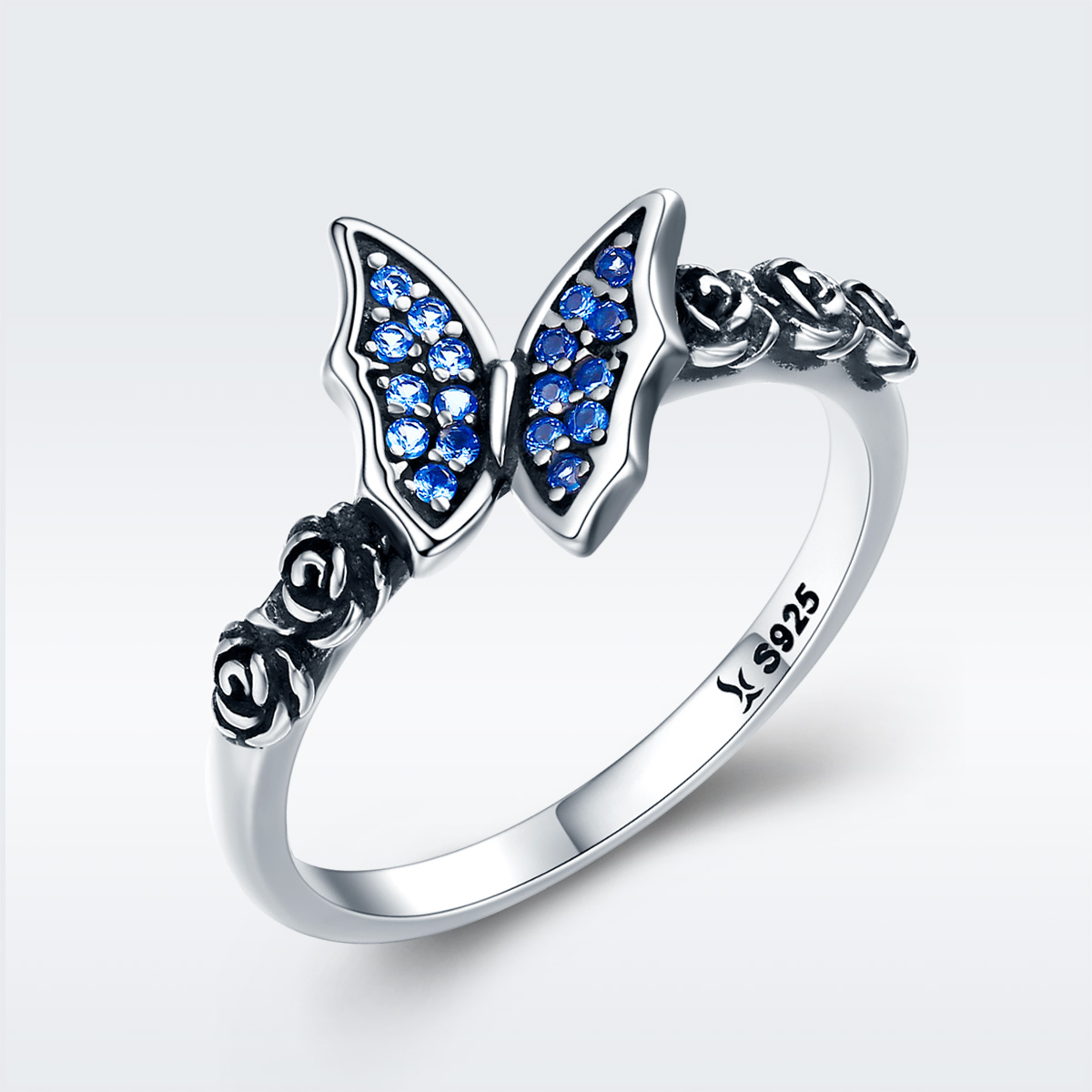 stříbrné prsten šumivé motýl scr285 kubická zirkonie jako pandora